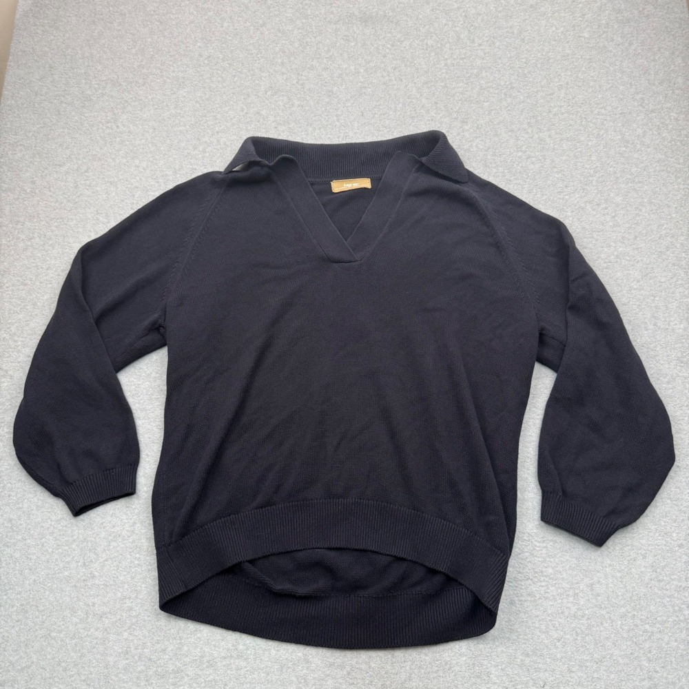 Free People Free-est Sweater Womens S Blue Coastal Minimalist V-Neck Polo Knit